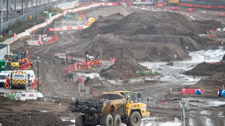Photo from Sky News showing HS2 construction site